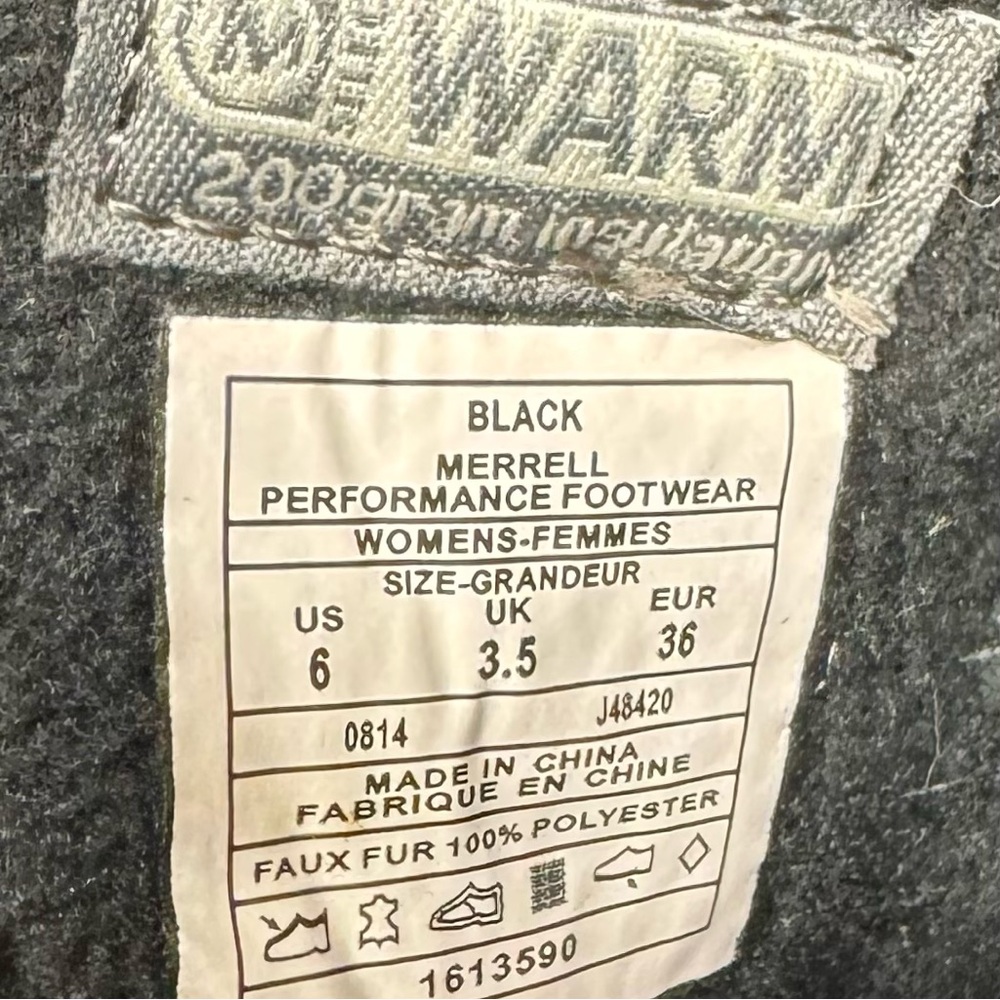 Merrell Decora Chant Waterproof Leather Winter Boots - black w fur - Sz 6 - Picture 14 of 17